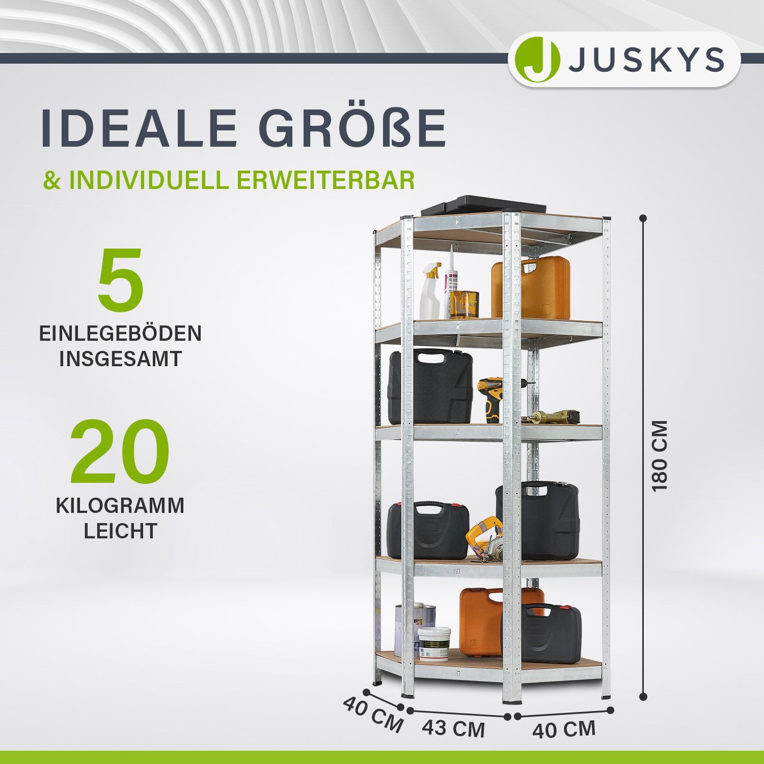 Juskys Eckregal Corner Basic, Schwerlastregal bis 875 kg, 5 Böden, individu günstig online kaufen