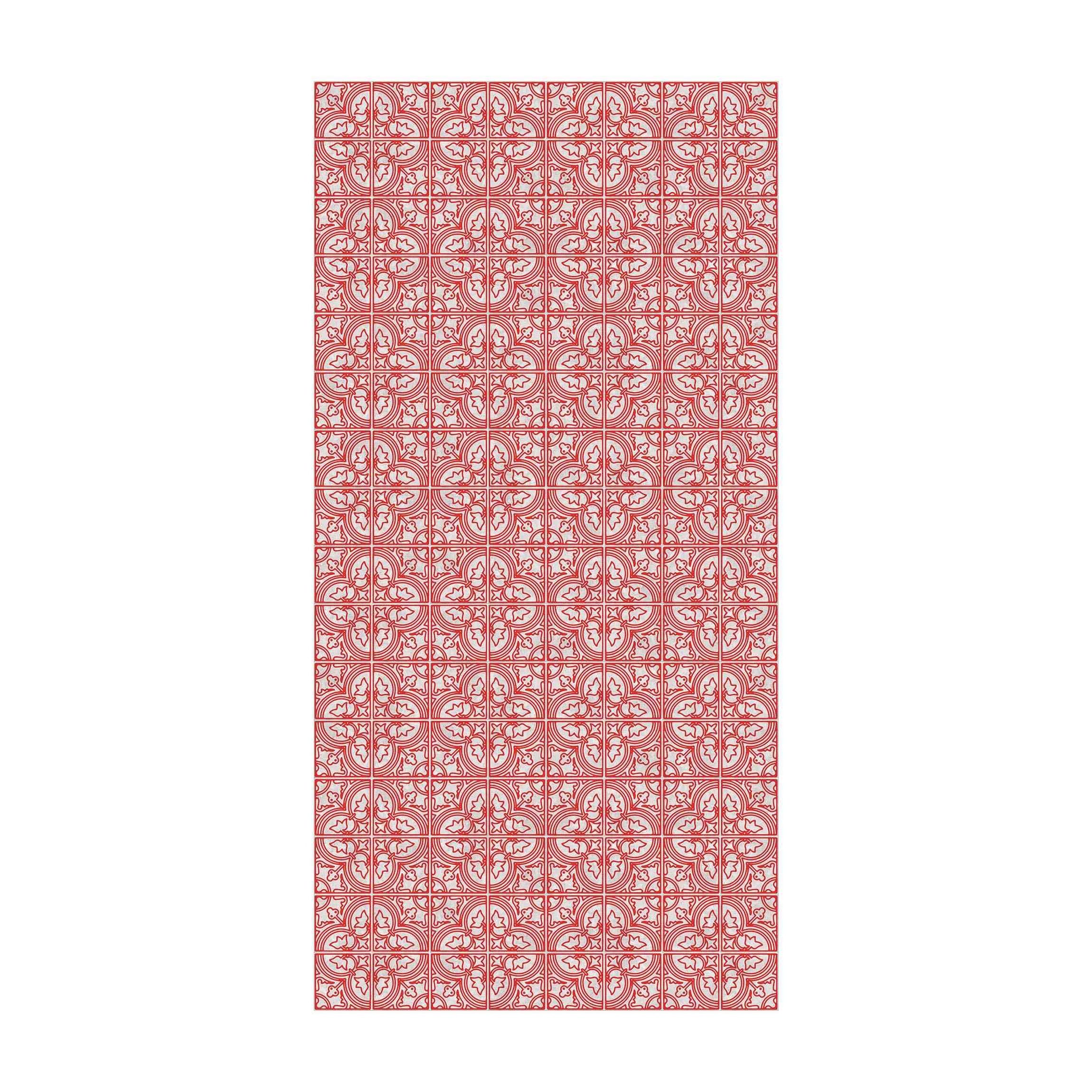 Bilderdepot24 Teppich Teppich Vinyl Flur Küche Fliesen Muster funktional lang modern, Läufer - rot glatt, nass wischbar (Schmutz, Tierhaare) Saugroboter & Bodenheizung geeignet
