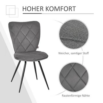 HOMCOM Esszimmerstuhl im Retrodesign, Samtopitk, 47 cm x 62 cm x 91 cm, Grau