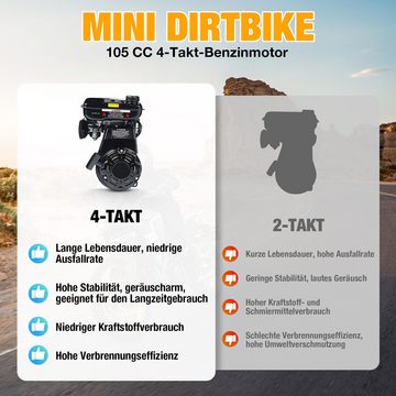 Oryxearth Dirt-Bike Dirt-Bike für Kinder Minicross 105 cc Gasbetriebenes Offroad-Motorrad