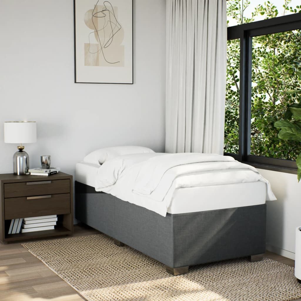 vidaXL Bett Bettgestell ohne Matratze Dunkelgrau 100x200 cm Stoff