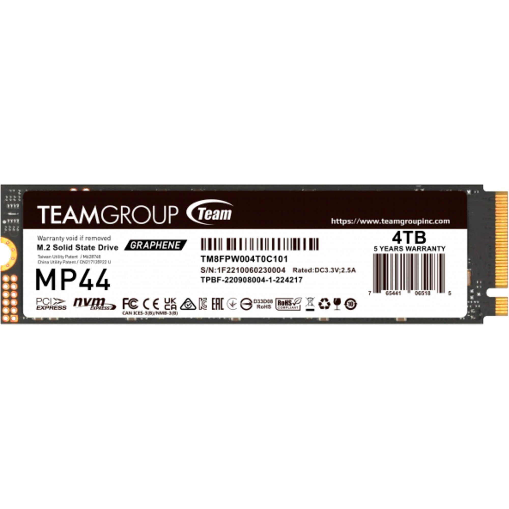 Teamgroup Team Group MP44 4 TB, SSD, (PCIe 4.0 x4, NVMe, M.2 interne HDD-Festplatte (4 TB) Steckkarte"