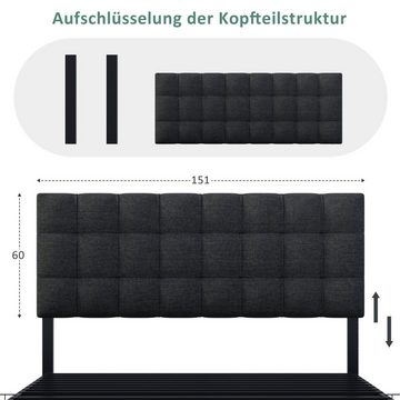 BlingBin Polsterbett Doppelbett mit 4 Schubladen & Federkernmatratze (1er Set, 1-tlg., Bett und Matratzen), mit Lattenrost, Stauraum Bett, höhenverstellbares Kopfteil