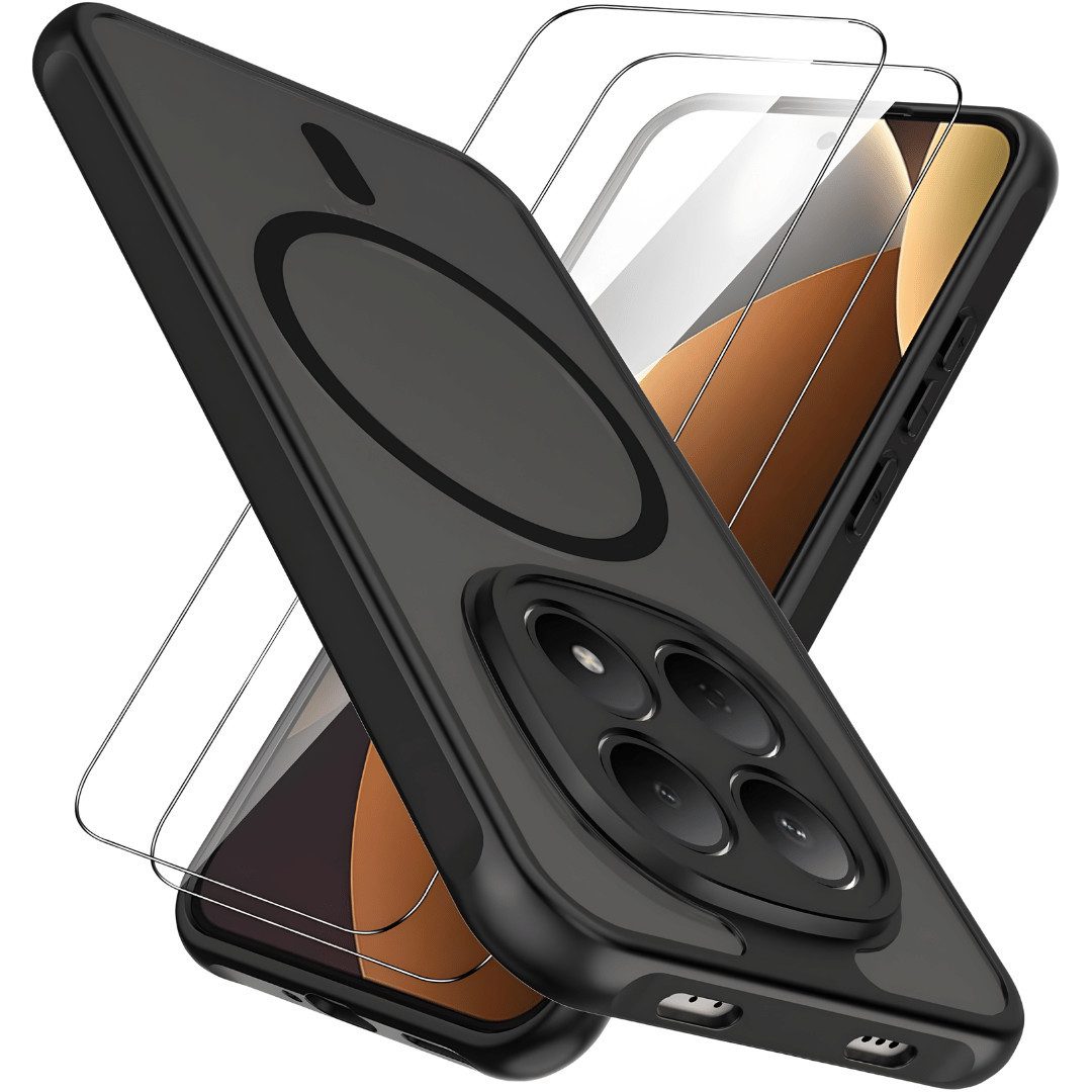 SmartUP Smartphone-Hülle + 2X Schutzglas für Xiaomi Redmi Note 15 5G / 4G MagSafe Case Full 9H 6,67 Zoll, MagSafe-Technologie, integrierter Kameraschutz