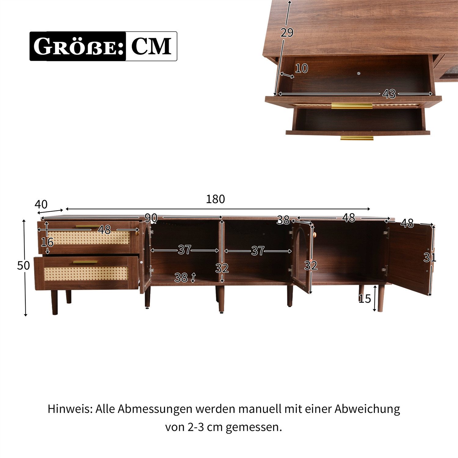 autolock TV-Schrank TV-Konsolentisch mit echtem Rattandesign,TV-Board günstig online kaufen