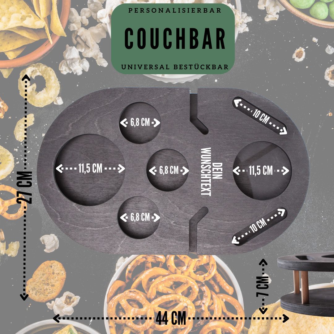 PEGSEN Servier-Set Weinbar Couchbar mit 4 Glasschalen, Birkenholz, Weingläser & Snacks stehen stabil und sicher – Bild 5 von 5