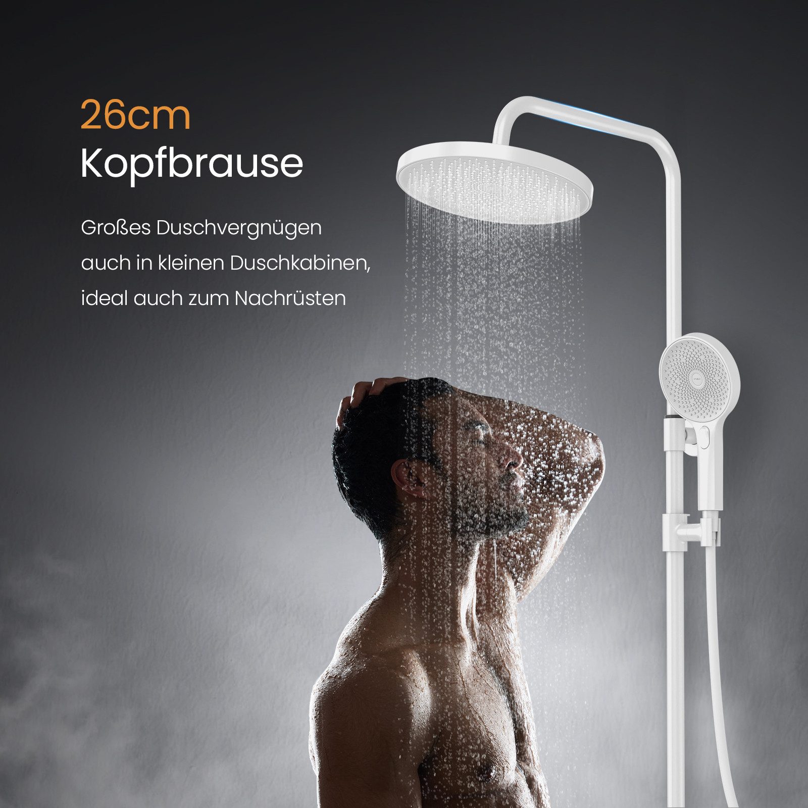 EMKE Duschsystem Thermostat Duschset Runder Kopfbrause günstig online kaufen
