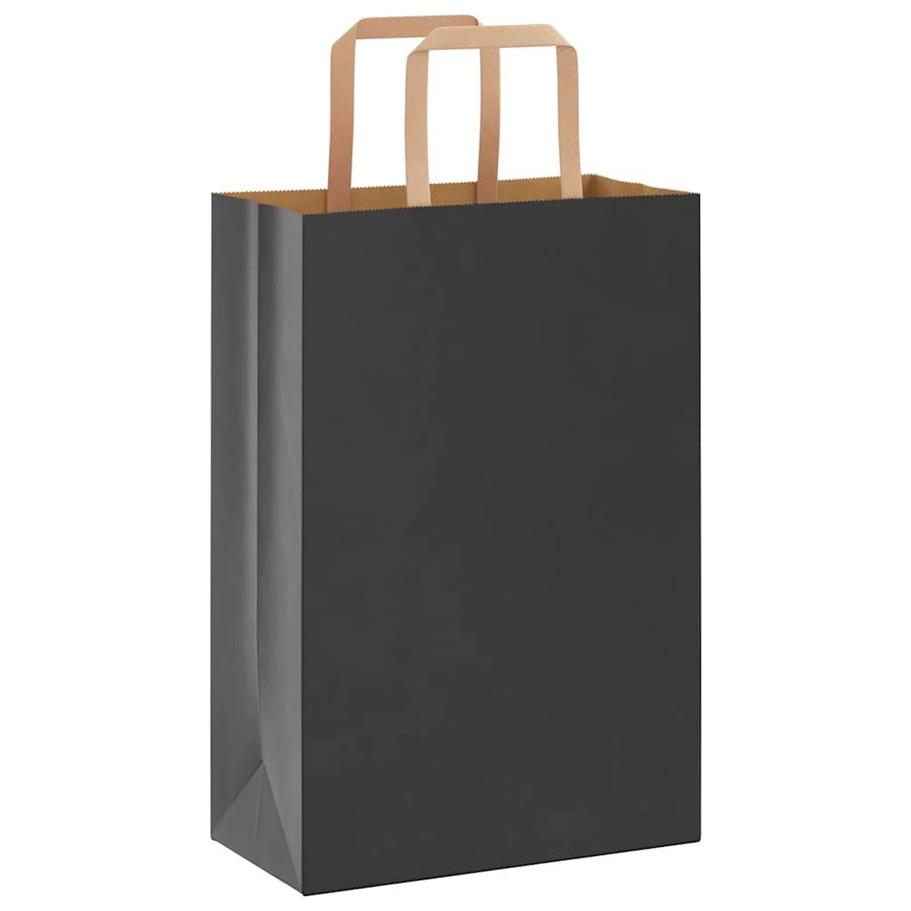 vidaXL Tragetasche Papiertragetaschen 250 Stk. mit Henkeln Schwarz 21x11x31 cm (250-tlg)