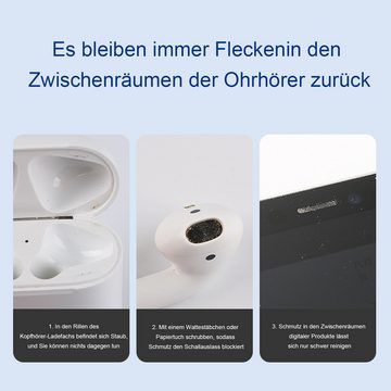 MODFU Reinigungsstift 3 in 1 Airpods Reinigungsset Bluetooth Kopfhörer Reinigungsstift weich, Multifunktions Werkzeug Weiche Bürste Kopfhörer Handy Kamera Tastatur