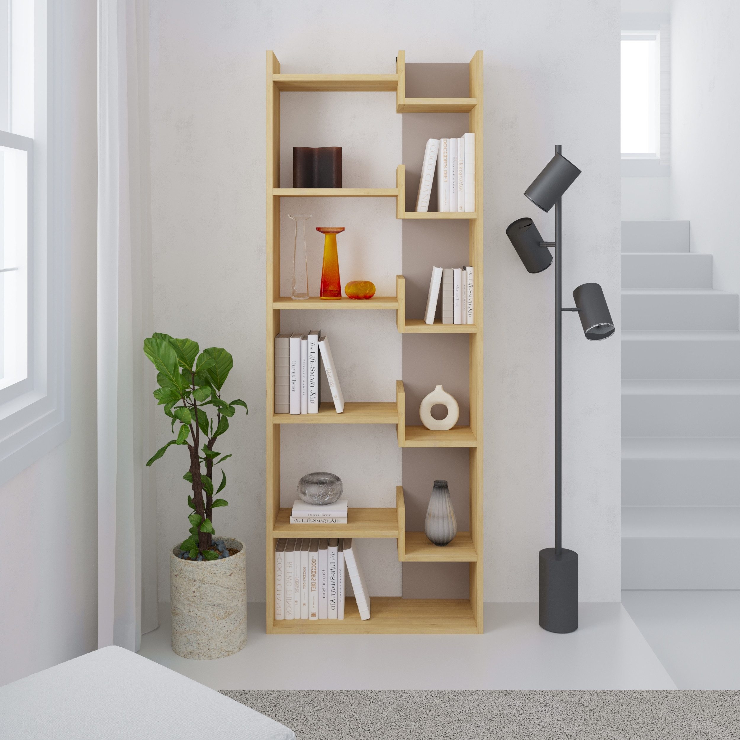 Decortie Bücherregal Oppa, Modernes Bücherregal, Display Unit, 60,5 x 22 x 162,4 cm