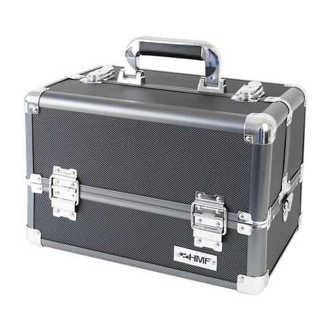 HMF Kosmetikkoffer multifunktionaler Utensilien Koffer, Schminkkoffer, verstellbare Trennwände, 33 x 22,5 x 24 cm, schwarz