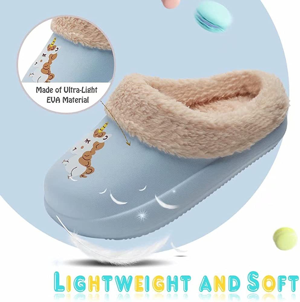 IceUnicorn Kinderhausschuhe für drinnen &draußen ideal für Freizeit, Garten& Kita Plüsch Hausschuhe (Kinderhausschuhe-Set, 1 Paar Kinder Clogs Hausschuhe) Warmes Futter