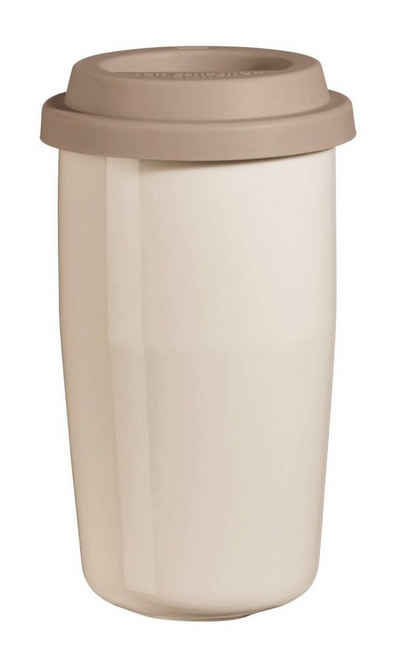 ASA SELECTION Becher cup & go Thermobecher creme Deckel braun 0,35 l, Porzellan