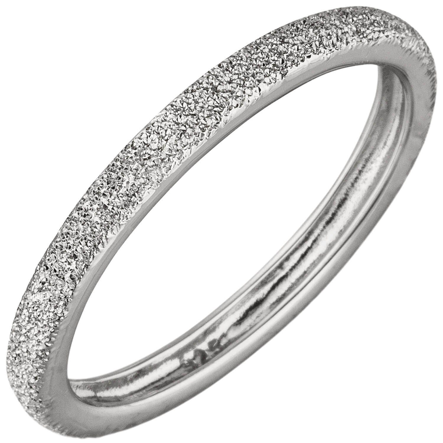 Schmuck Krone Silberring Ring Damenring aus 925 Silber mit Sternenstaub Struktur flach 2,2mm schmal, Silber 925 | Silberringe