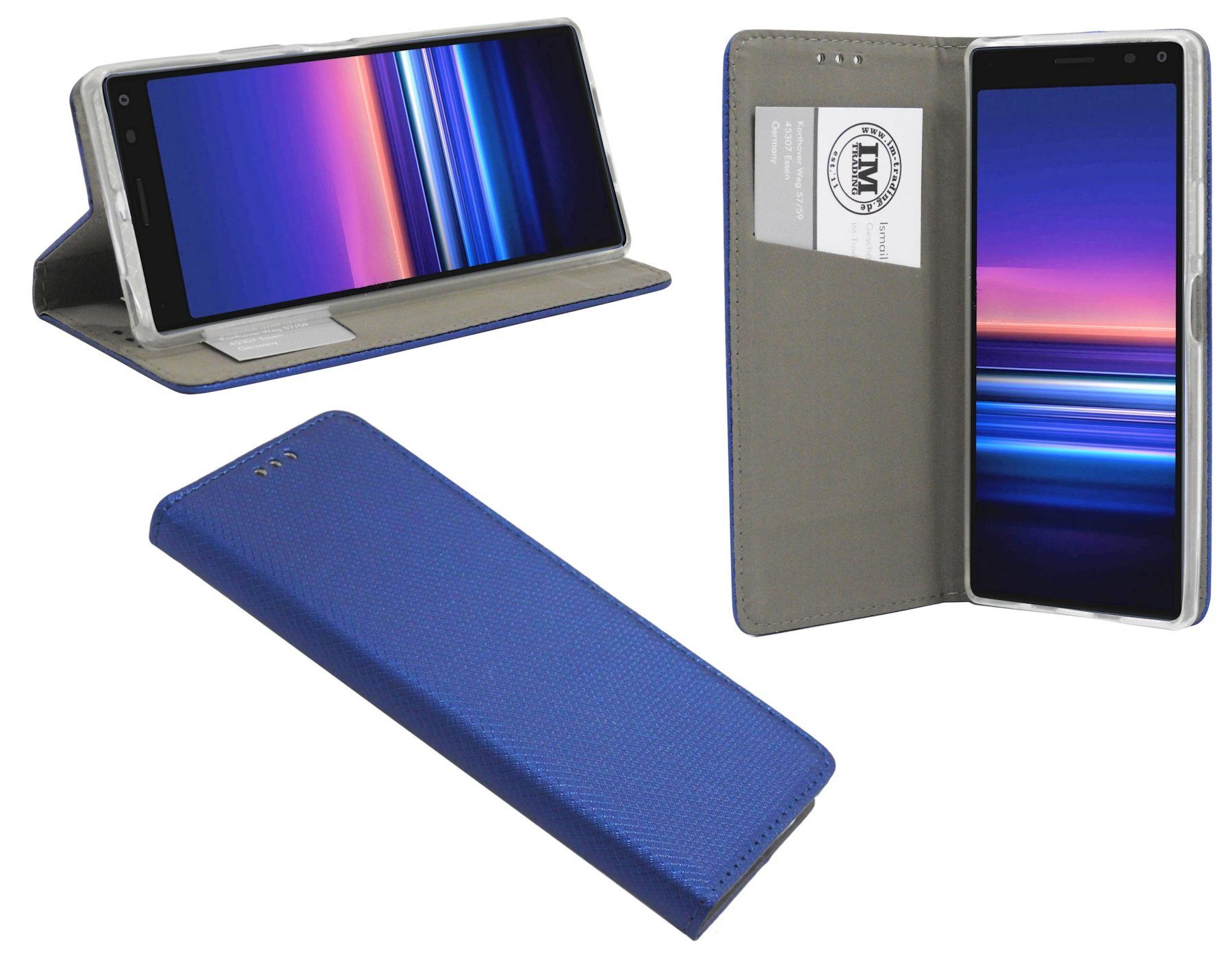 cofi1453 Handyhülle cofi1453® Buch Tasche "Smart" kompatibel mit SONY, Kunstleder Schutzhülle Handy Wallet Case Cover mit Kartenfächern, Standfunktion Blau