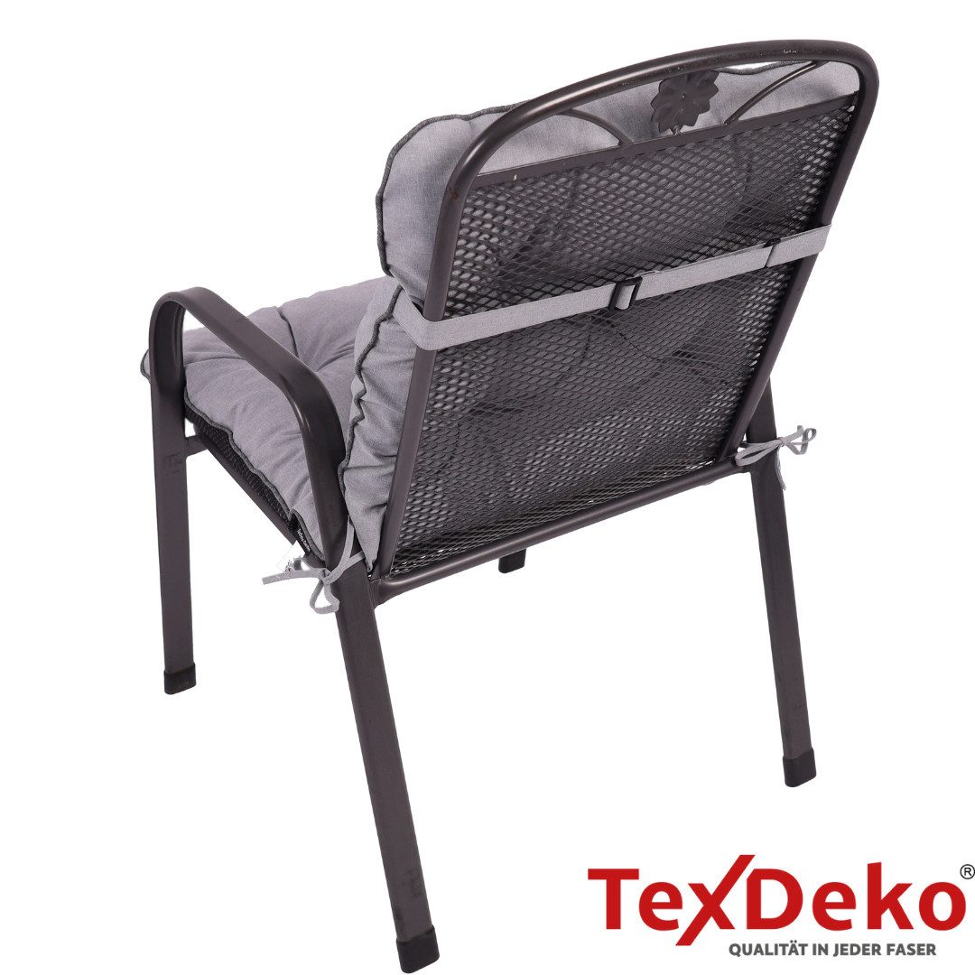 TexDeko Sitzauflage Ecolen Niedriglehner 40 x 40 x 40cm - gesteppte Gartenstuhl-Auflage, (1× Gartenstuhl-Auflage (80 × 40cm), UV-Beständig, Wasserabweisend mit Anti-Rutsch Boden