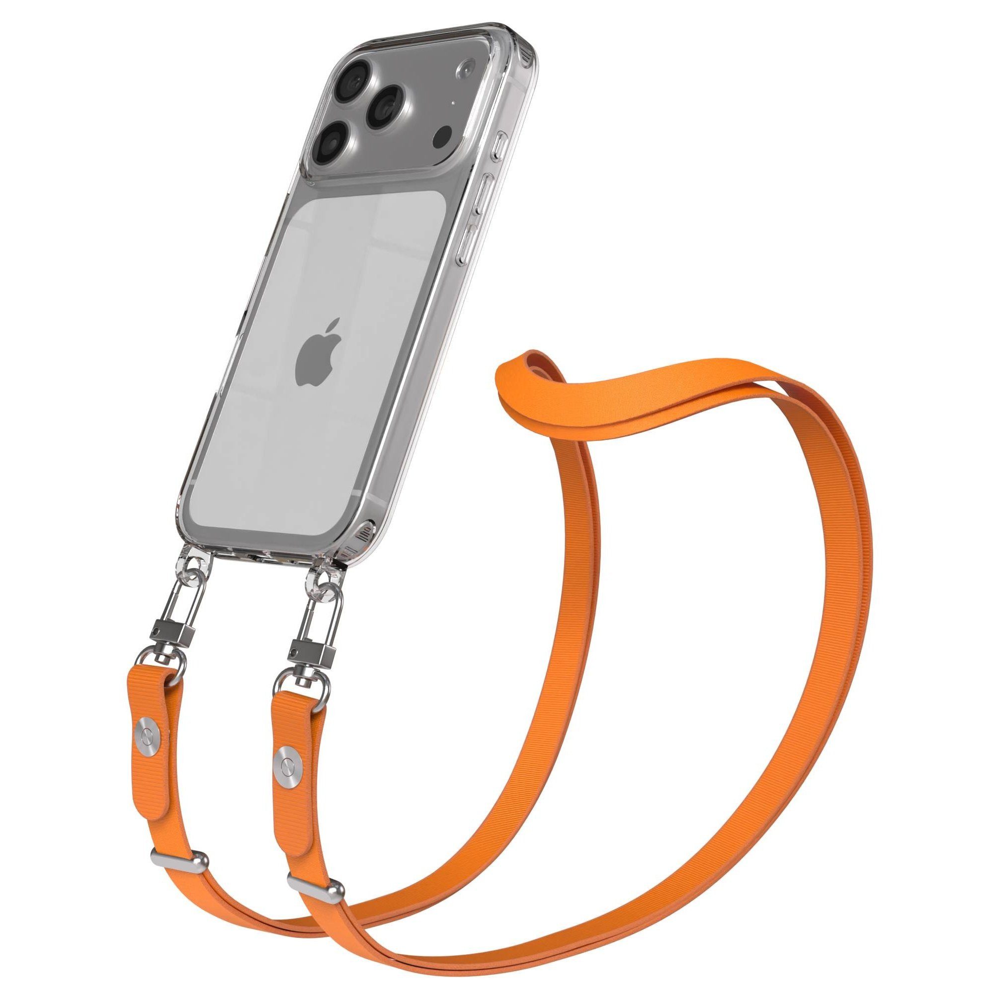 EAZY CASE Handykette für Apple iPhone 17 Pro Handyhülle mit Handyband magnetisch, Praktische Smartphone Kordel in Orange mit Magnetband