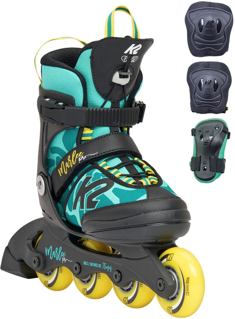 Inlineskates K2 MARLEE PRO PACK Kinder Inline Skate green/yellow inkl. Schonerset
