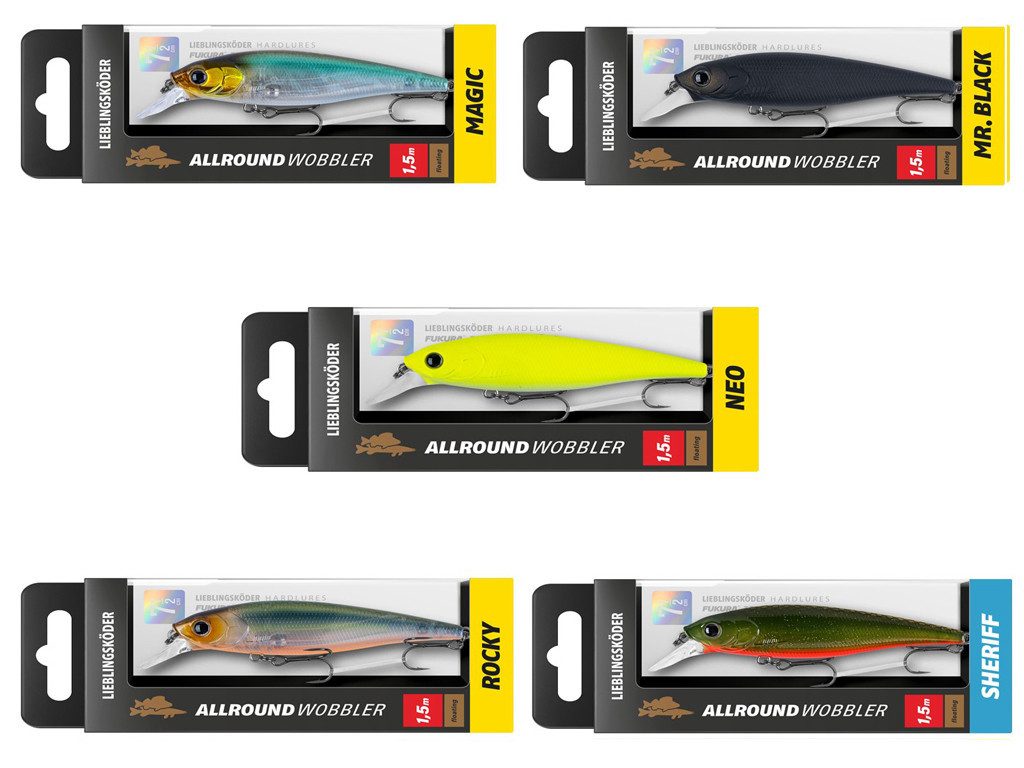 Lieblingsköder Kunstköder Allroundwobbler Set - Lieblingsköder - 5 er Set Allround, (Allround, 5-St. Wobblerset Allround), Effektiver Lauf, Exzellente Verarbeitung