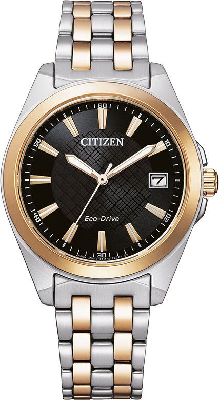 Citizen Solaruhr EO1213-85E, Armbanduhr, Damenuhr, Edelstahlarmband, bis 10 bar wasserdicht, Datum