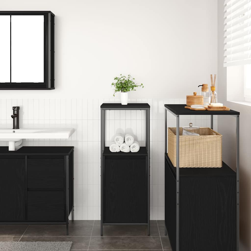 vidaXL Badezimmerspiegelschrank Badschrank mit Regalen Schwarz günstig online kaufen