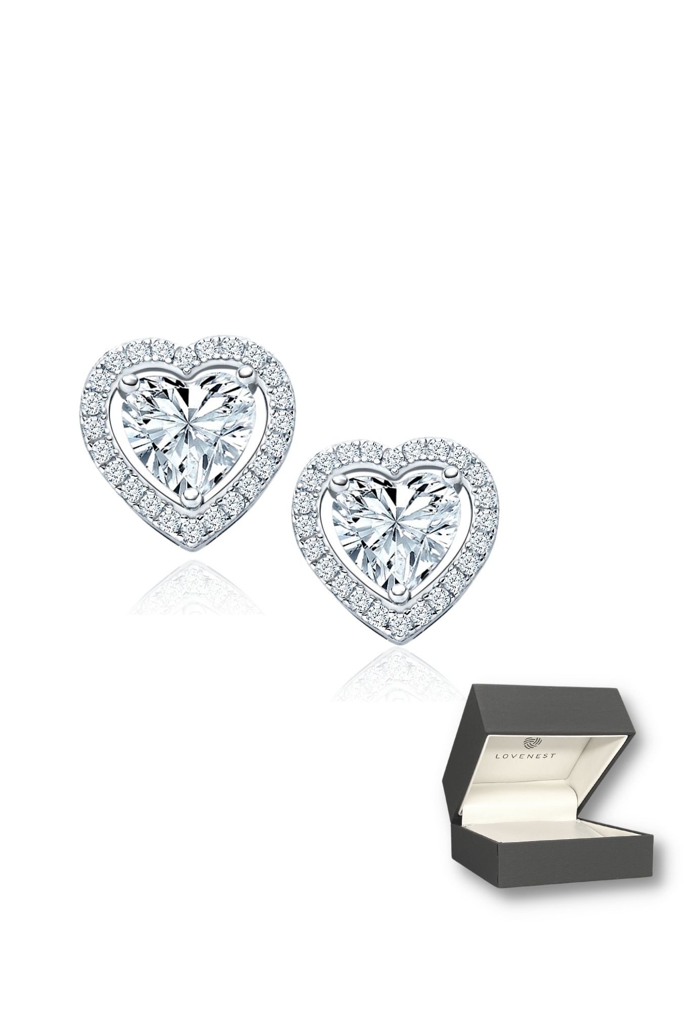 LOVENEST Ohrstecker-Set Herz Ohrringe Silber 925 Damen Ohrstecker kleine Herzohrringe
