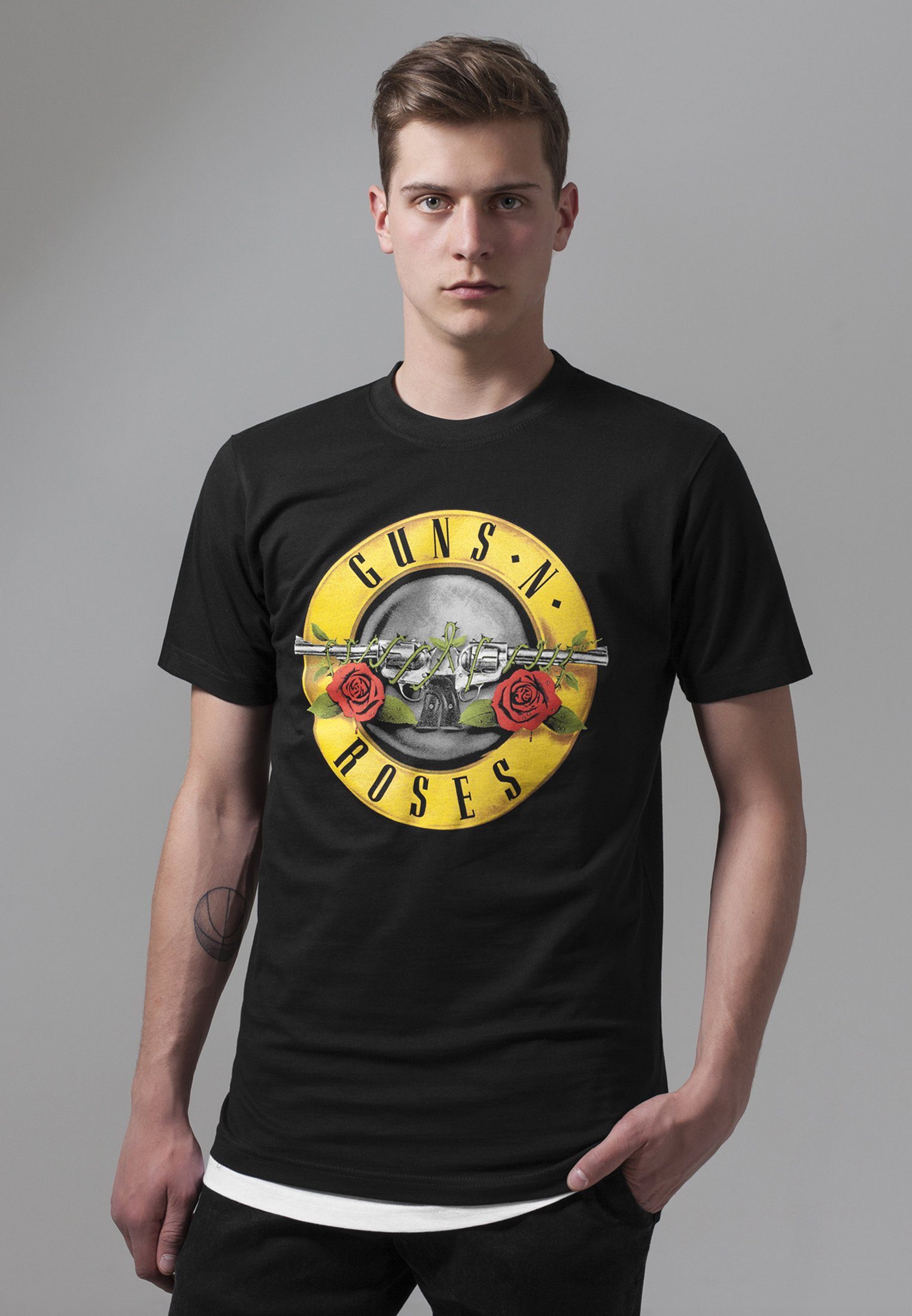 Merchcode T-Shirt Herren Guns n' Logo n MT346 (1-tlg) Tee black Roses Guns Roses
