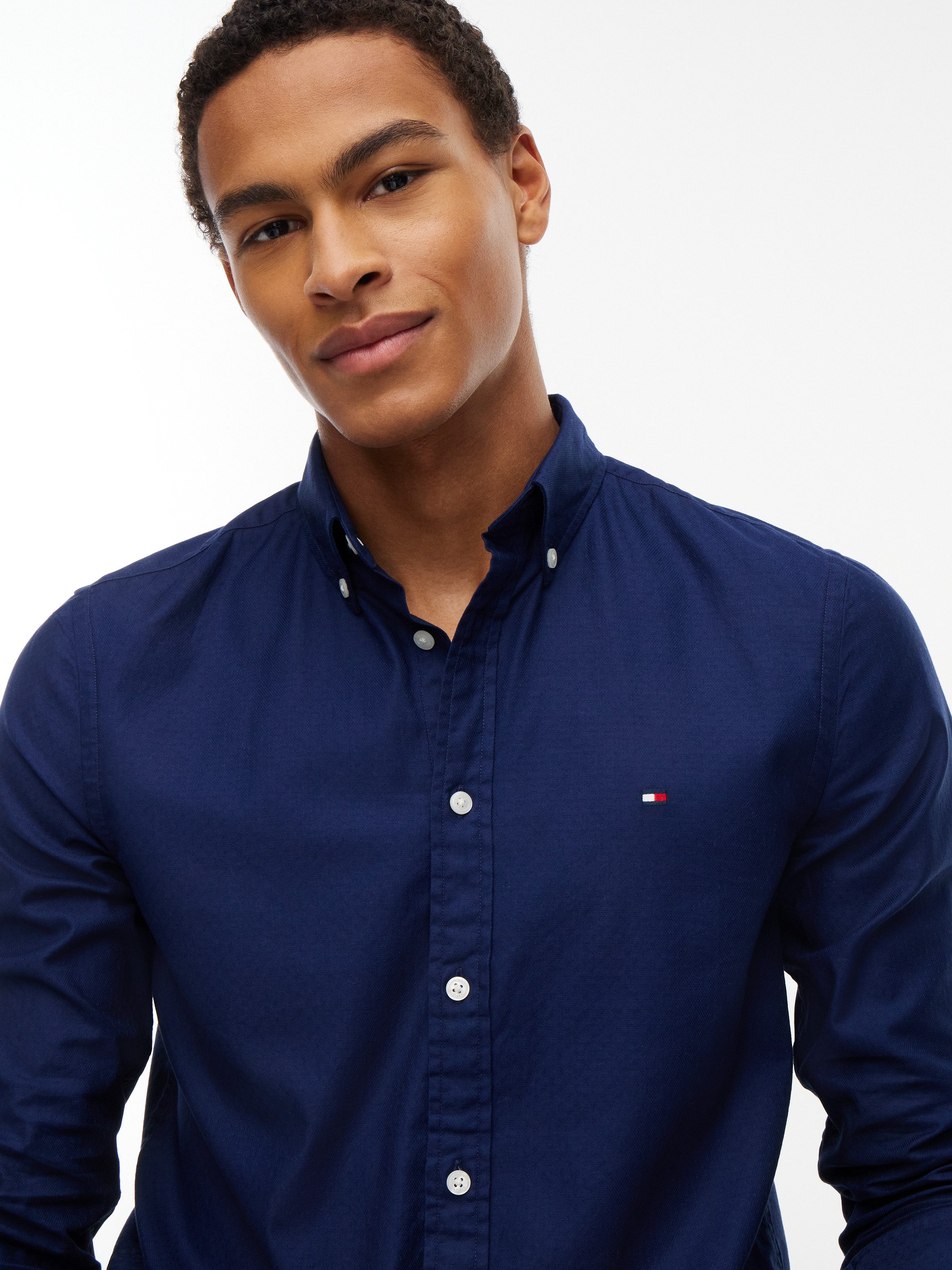 Tommy Hilfiger Langarmhemd FLEX DOBBY SLIM FIT Slim Fit Dobby Structure