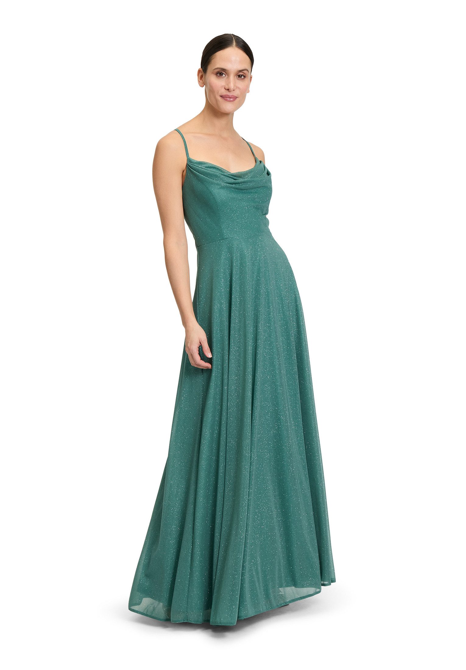 Vera Mont Abendkleid Damen mit Wasserfallausschnitt Glitzer günstig online kaufen