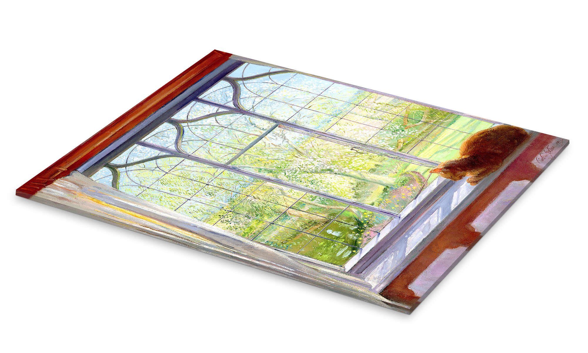 Posterlounge Wandbild Katze im Fenster im Frühling, Timothy Easton, erhältlich als Poster, Leinwandbild, Wandsticker oder Acrylglasbild