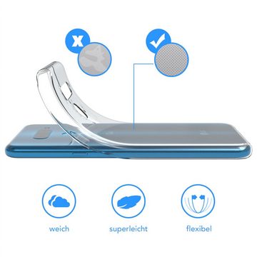 EAZY CASE Handyhülle Slimcover Clear für LG Q60 / LG K50 6,26 Zoll, durchsichtige Hülle Ultra Dünn Silikon Backcover TPU Telefonhülle Klar