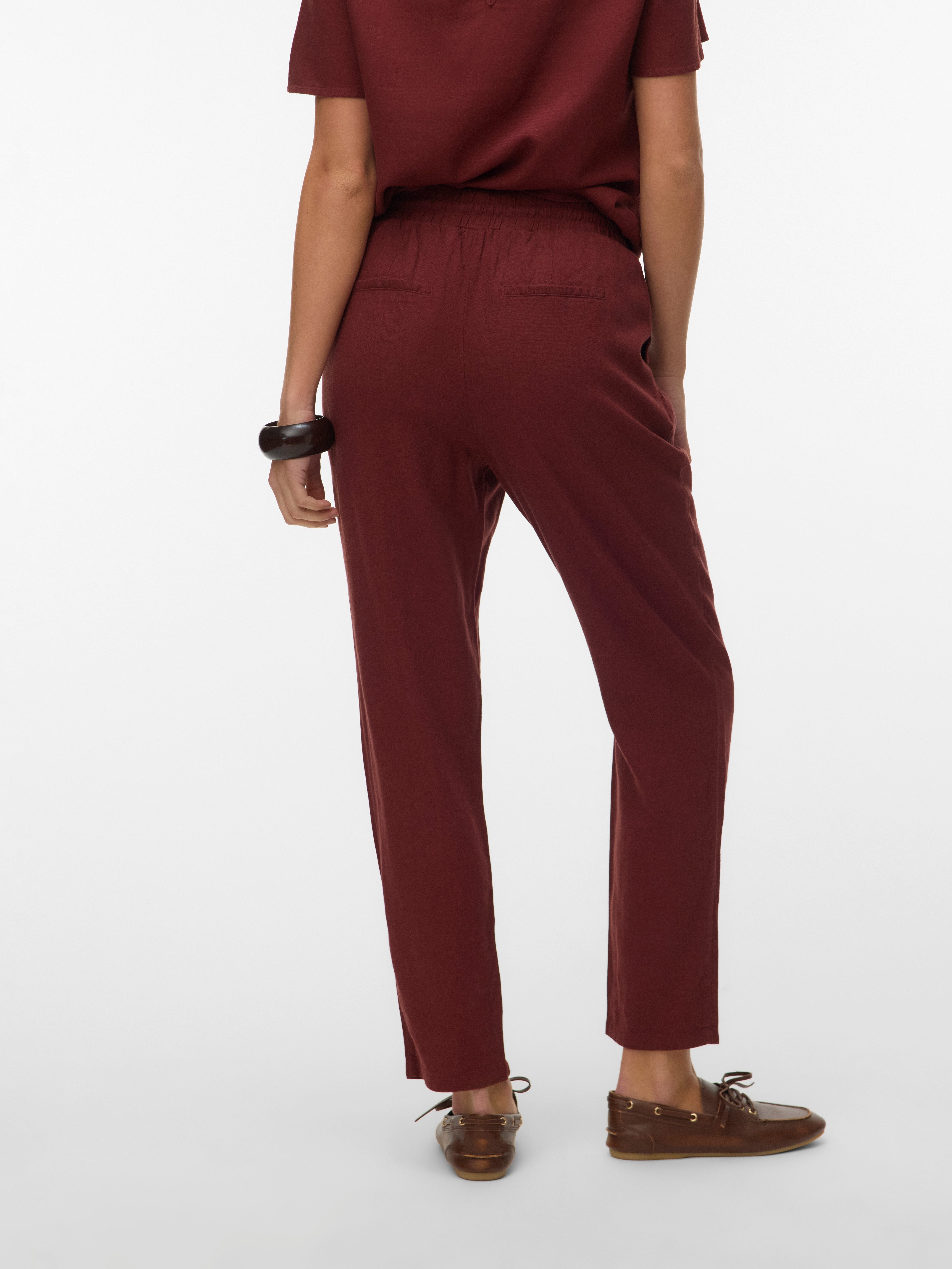 Vero Moda Schlupfhose VMJESMILO MW ANKLE PANTS WVN NOOS mit Leinen, elastisches Bündchen und Kordelzug