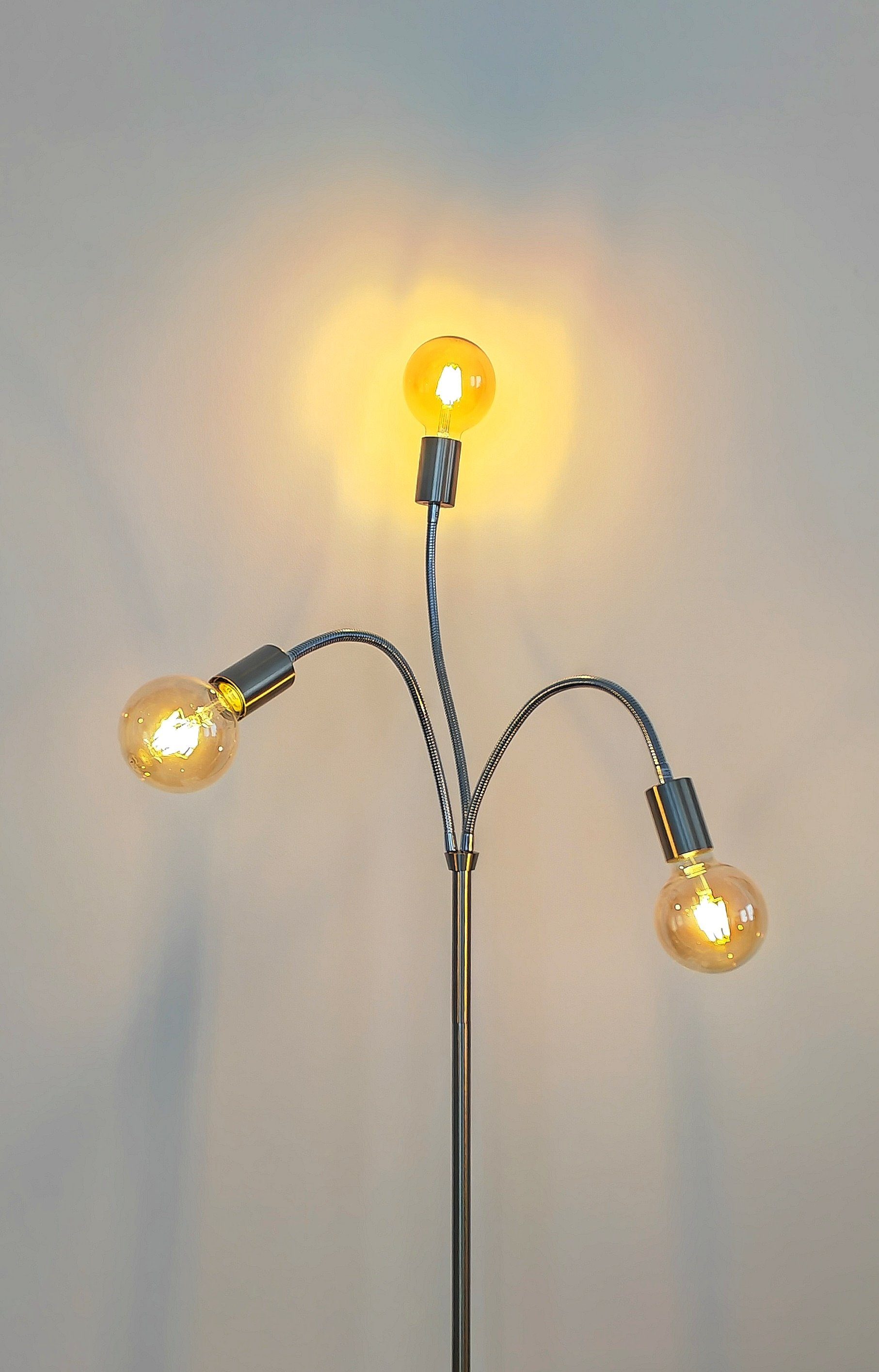 TRANGO LED Stehlampe, 3-flg 1531A-SD Stehlampe Anthrazit-matt *EARTH* inkl. 3x 4W 3-Stufen dimmbar E27 LED Leuchtmittel 2500K Gold-warmweiß ca. H1550mm 3 Lampenarmen schwenkbar, Stehleuchte, Bürolampe, Standlampe