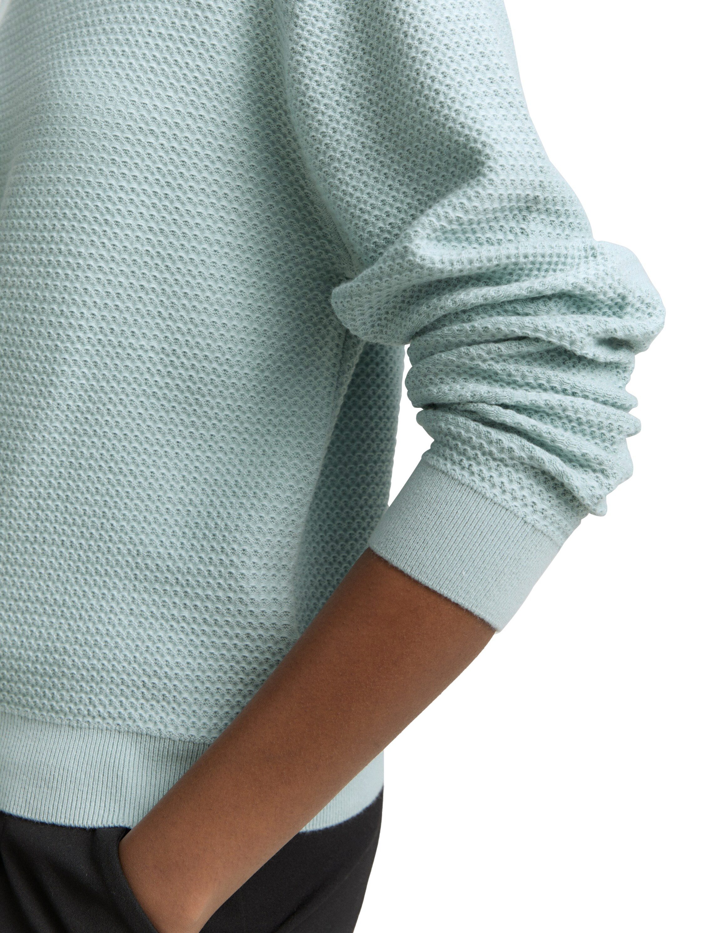 TOM TAILOR Denim V-Ausschnitt-Pullover mit Rippbündchen