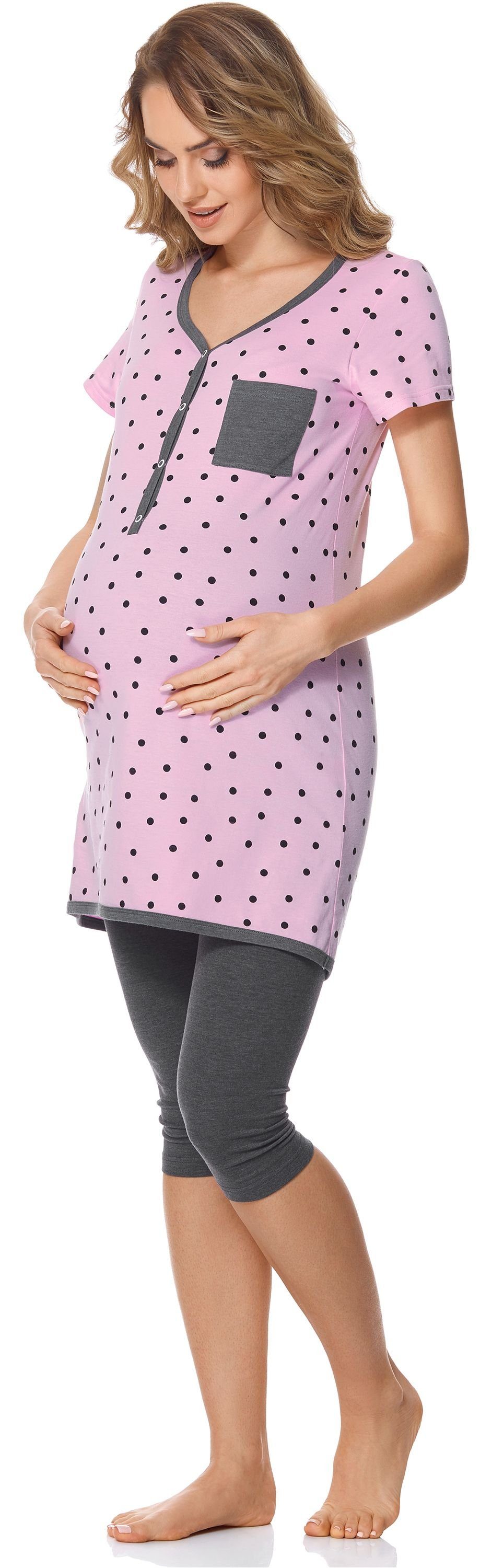 Umstandspyjama Damen Umstands Pyjama mit Stillfunktion BLV50-126
