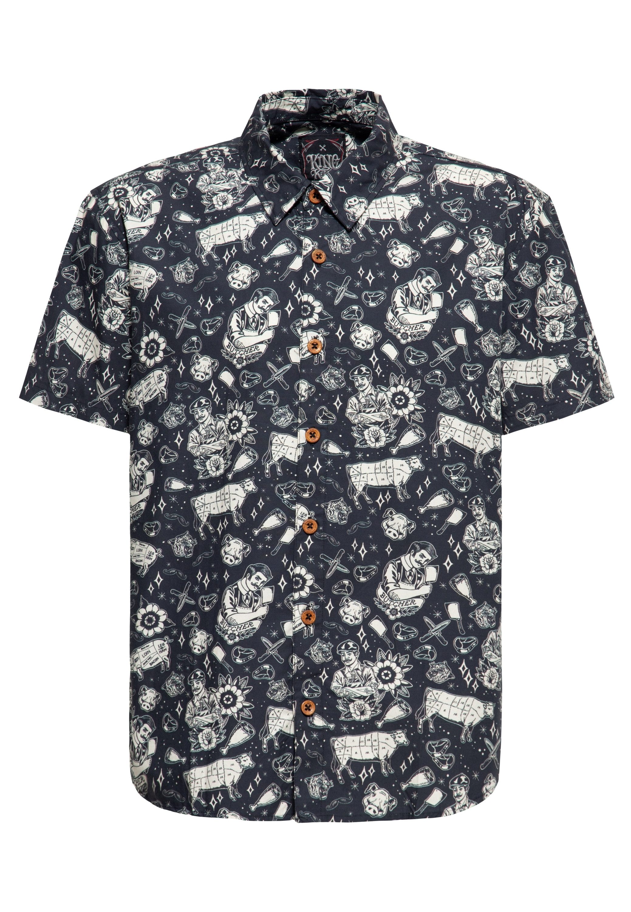 KingKerosin Kurzarmhemd Butcher mit Butcher Allover Print