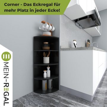 Coemo Standregal, Eckregal Corner 120 Schwarz 40x40x120 cm aus Holz 4 Fächer
