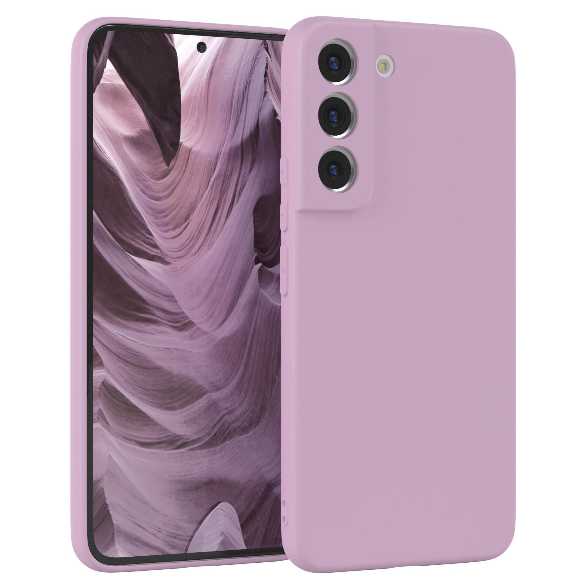 EAZY CASE Handyhülle für Samsung Galaxy S22 5G Hülle Silikon 6,1 Zoll, Hülle mit Kameraschutz handycover Soft Smart Slimcover Lila / Flieder