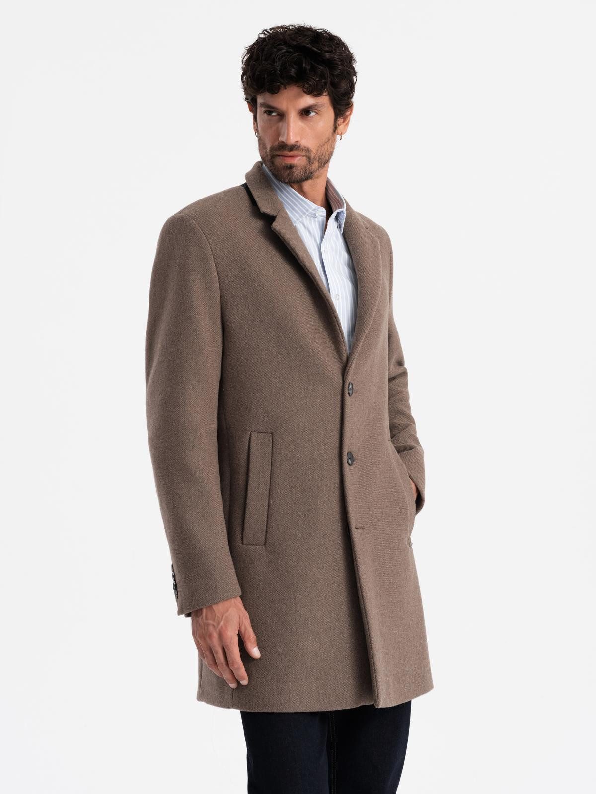 OMBRE Wintermantel Eleganter einreihiger Herrenmantel mit Wollanteil