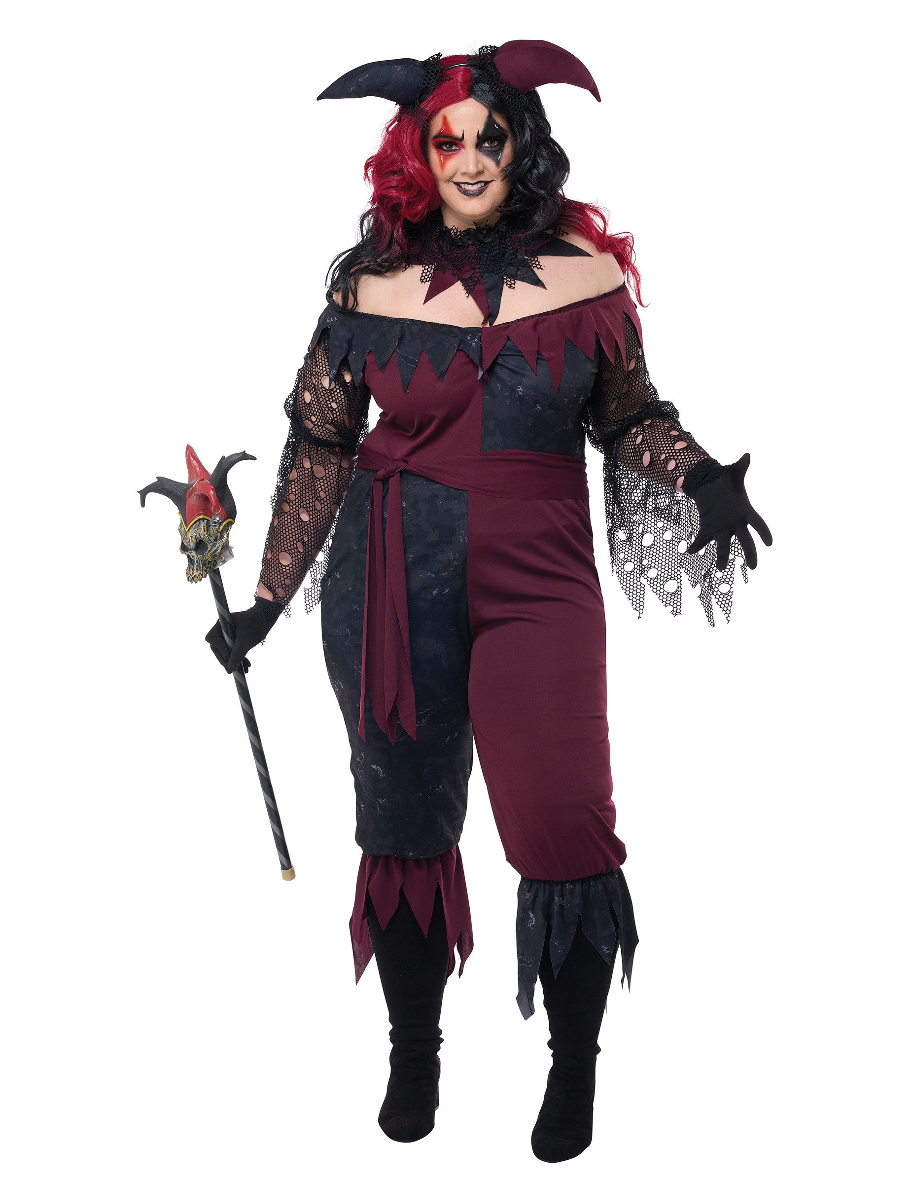 California Costumes Clown-Kostüm Joker-Kostüm für Damen Halloweenkostüm schwarz-rot