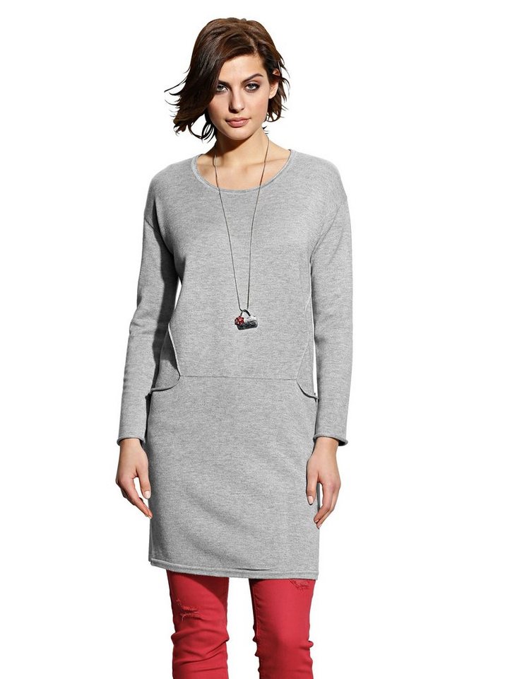 Alba Moda Kleid aus Feinstrick in grau