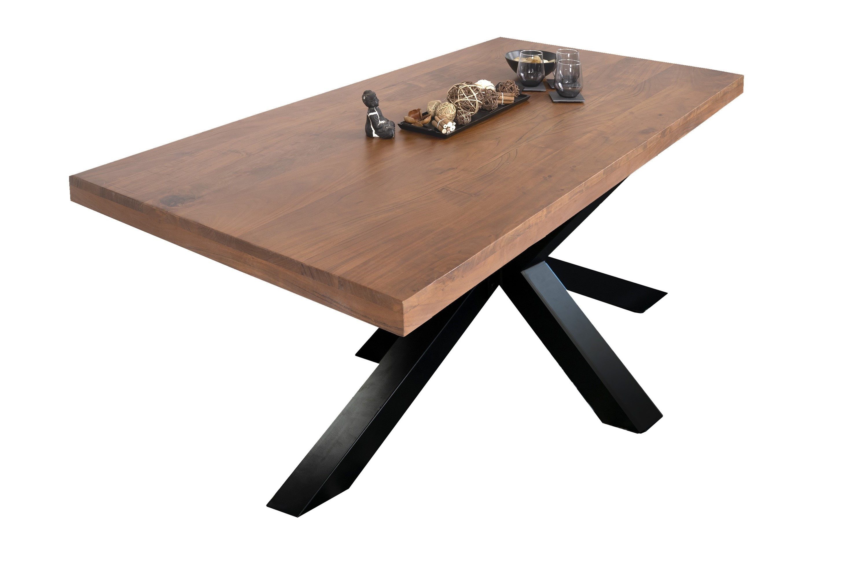 Loreno® Esstisch Rio, Akazienholz, Metallgestell Spider-Form, günstig online kaufen