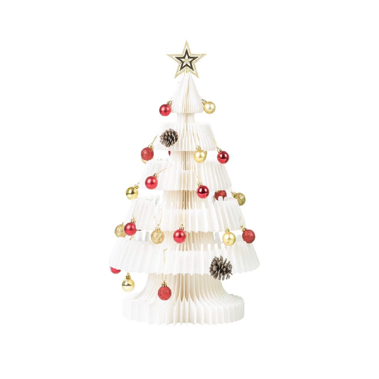ih paper Künstlicher Weihnachtsbaum Papp Tannenbaum, Pappe Baum, Tanne, Waben Struktur Design, faltbar & leicht zu verstauen Weiß