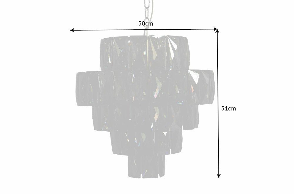 Kronleuchter Retro Hängelampe Leuchtmittel, · edel-grau, 50cm · Wohnzimmer Deckenleuchter · KRISTALL Schlafzimmer · riess-ambiente ohne