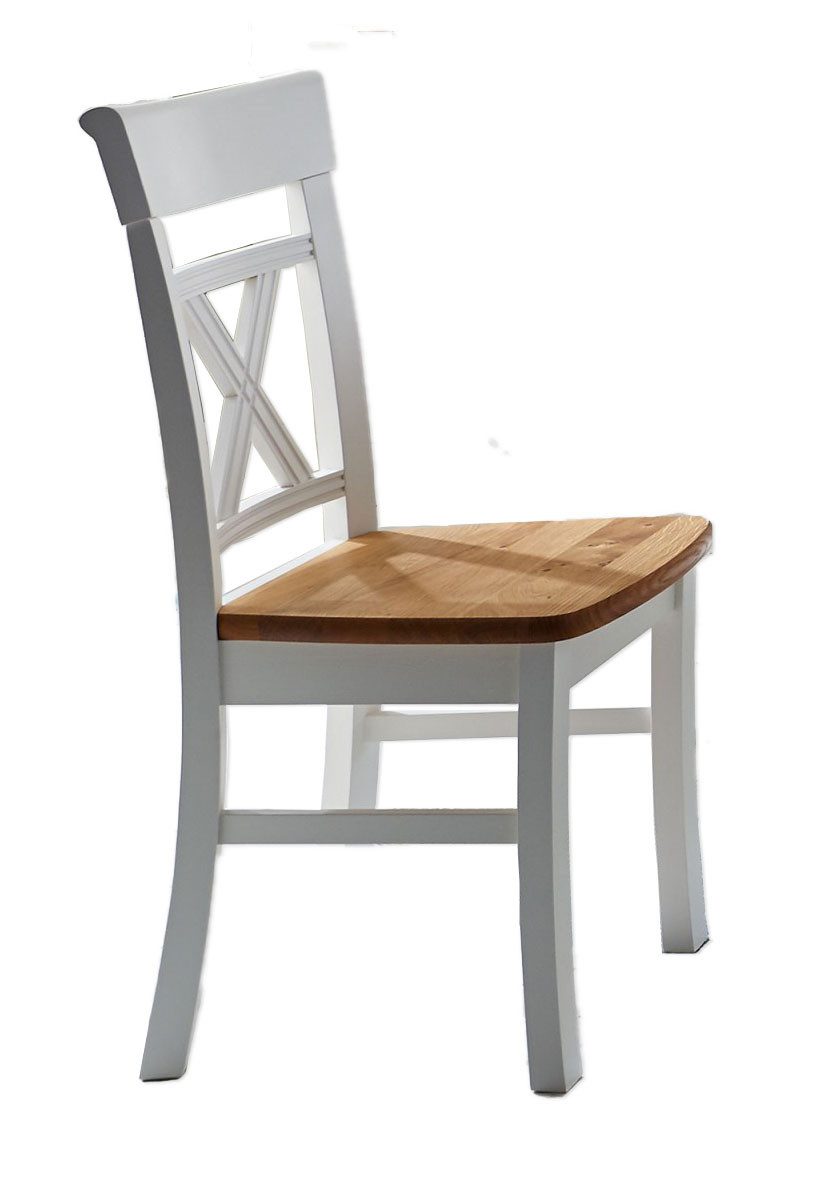 Casamia Esszimmerstuhl Esszimmer Stuhl Novara Kreuzrücken Pinie Nordica weiß Wildeiche