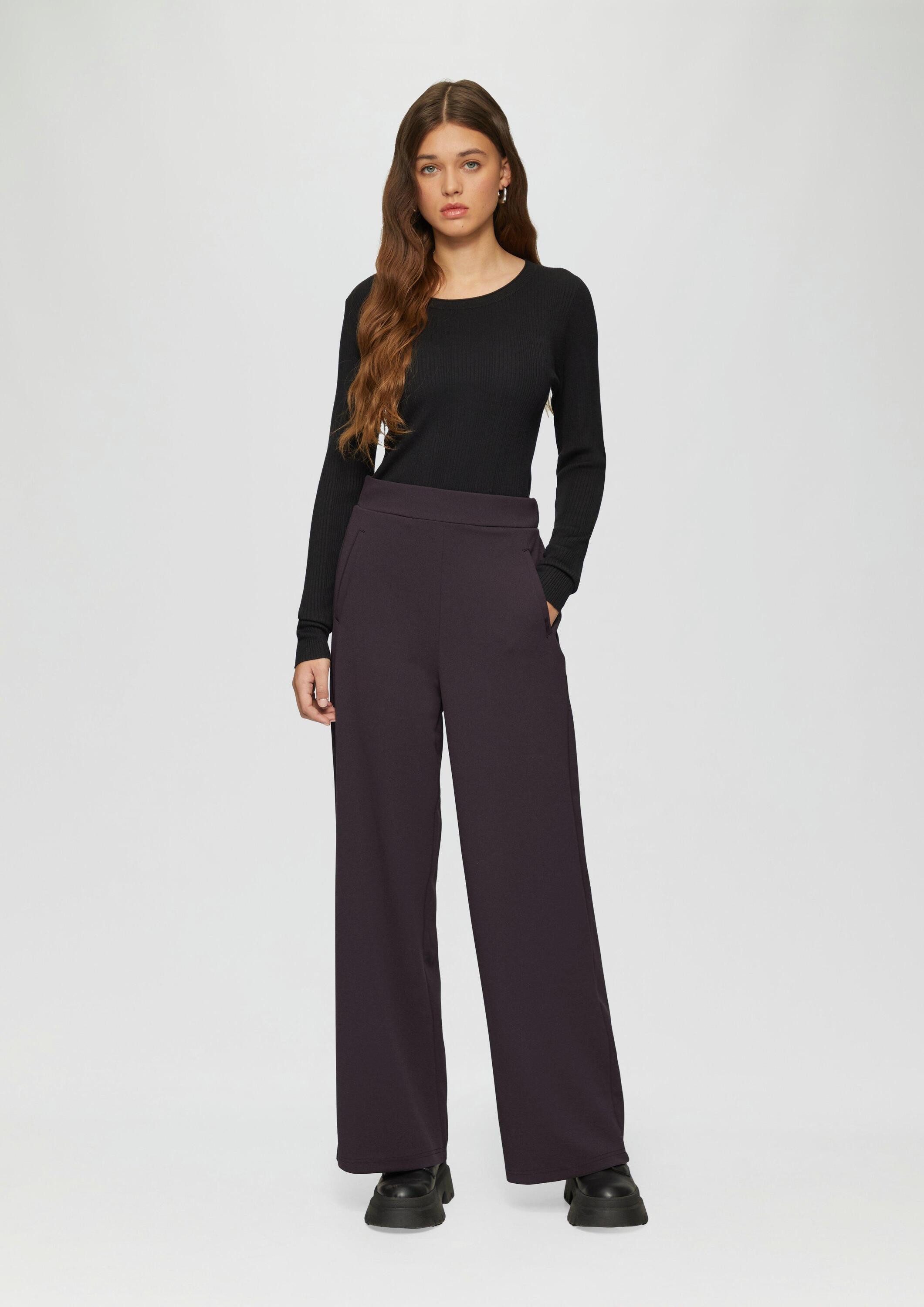 QS Chinos Hose Elastische High Waist Hose mit weitem Bein günstig online kaufen