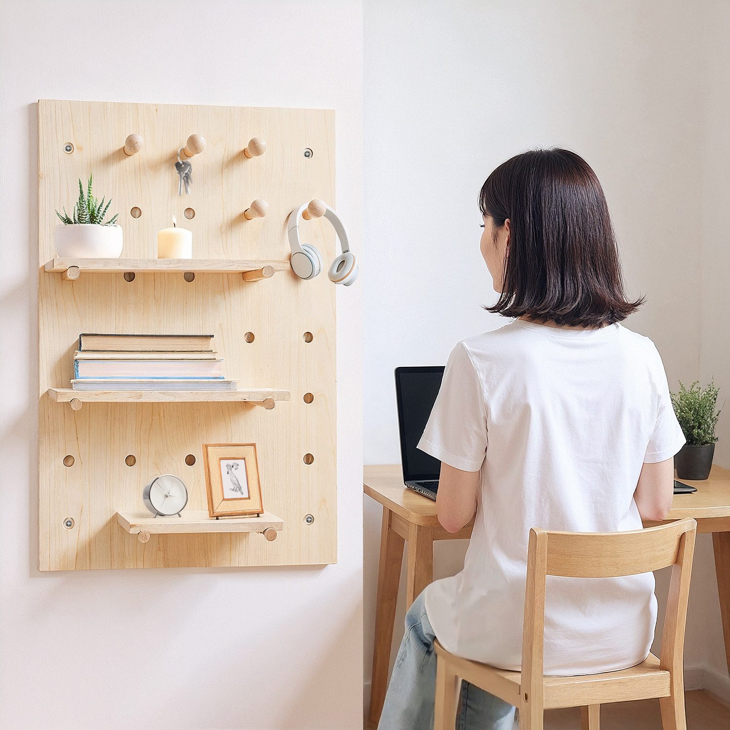 Maclean Wandtafel MC-130 WD Holzbrett-Organisator Steckbrett 40x60 cm, Hell günstig online kaufen