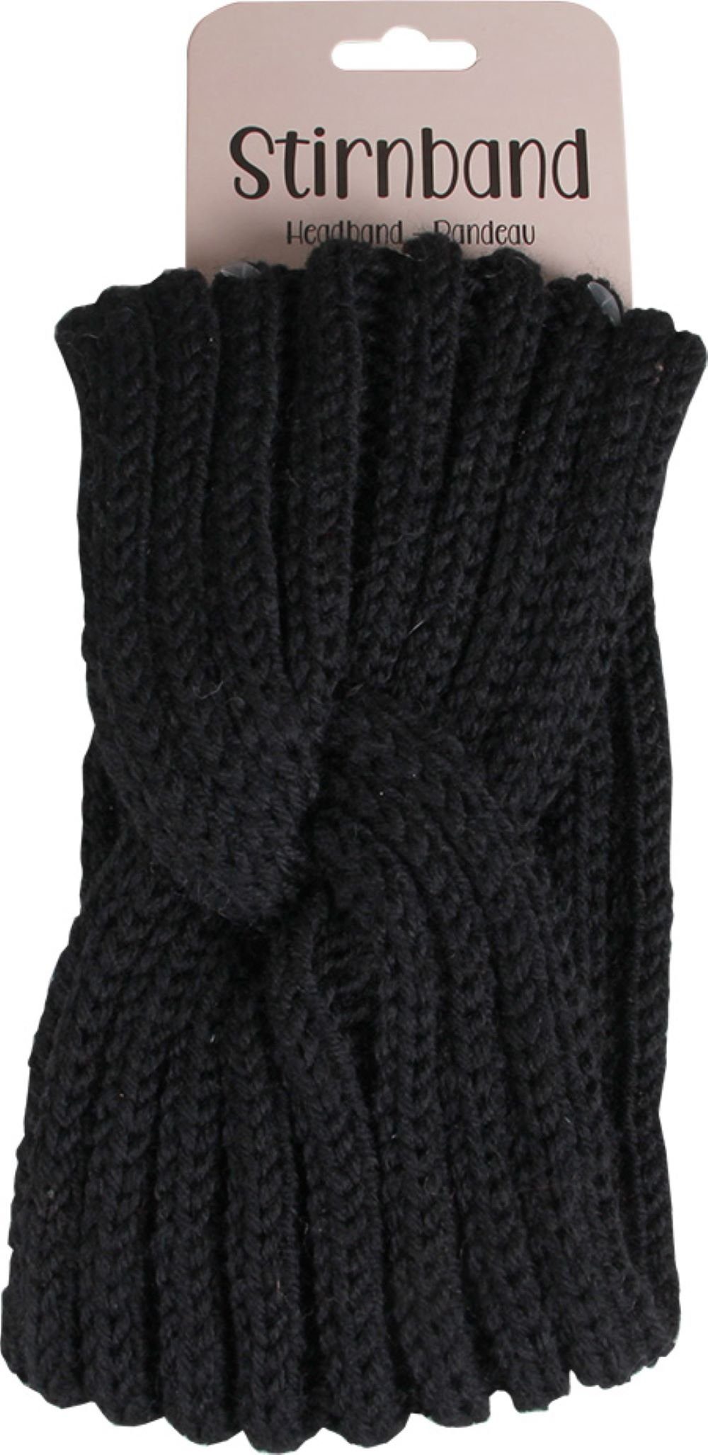 Tini - Damen Shirts warmes Strickstirnband schwarz Stirnband Strickmuster Stirnband