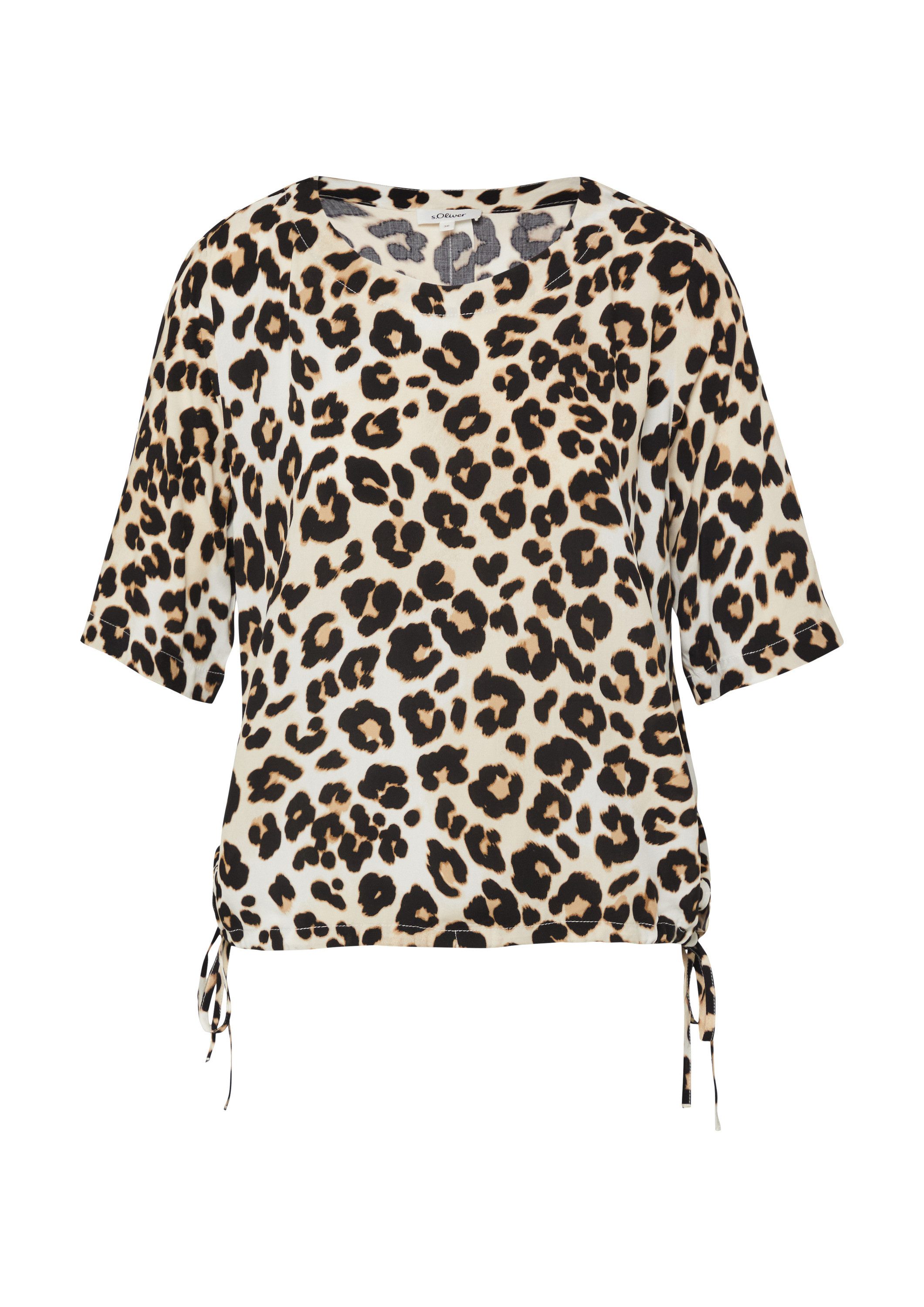 s.Oliver Kurzarmbluse Bluse Shirt-Bluse mit verstellbarem Saum