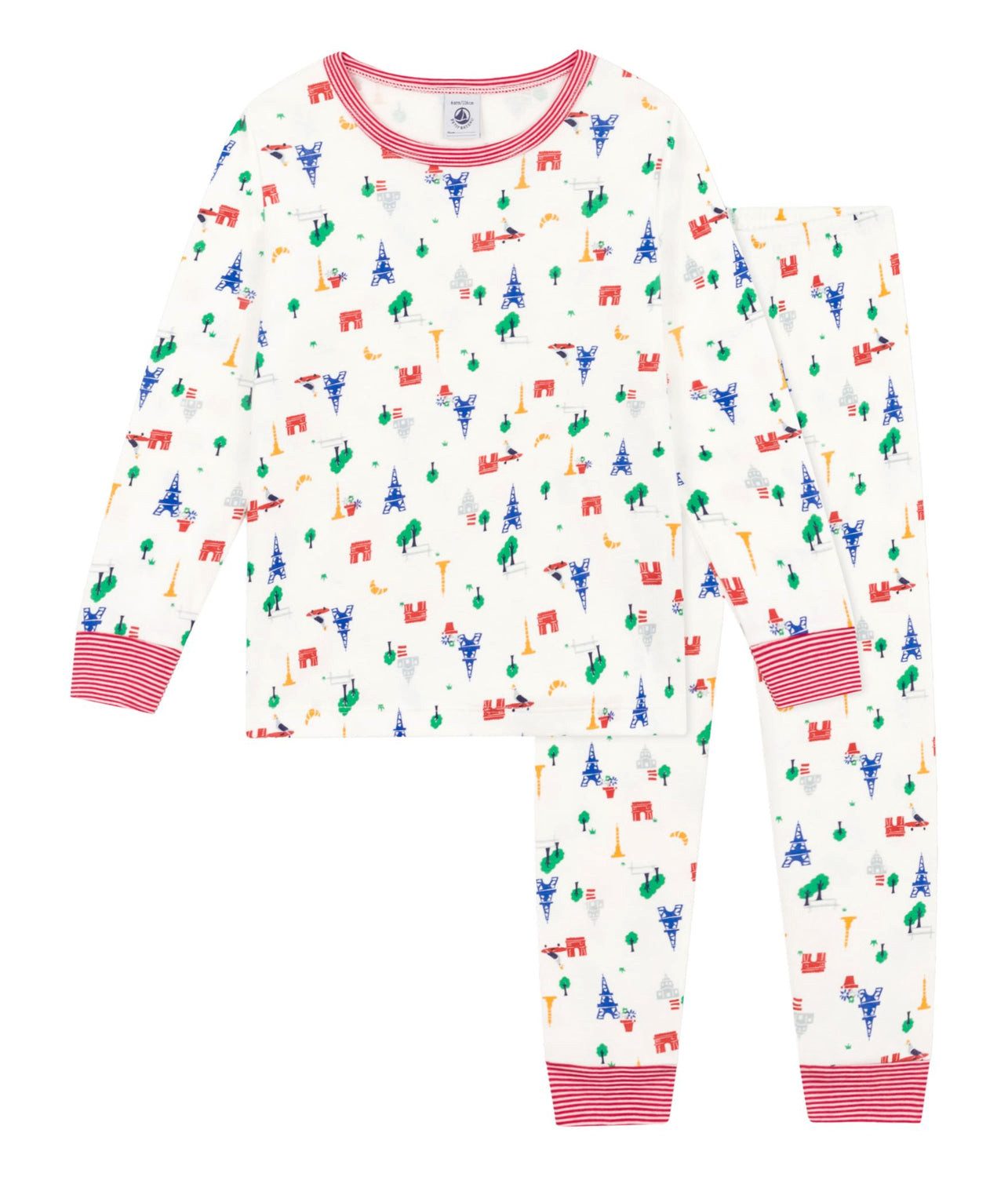 Petit Bateau Schlafanzug Petit Bateau Zweiteiler Pyjama mit bunten Paris Motiven (2 tlg)